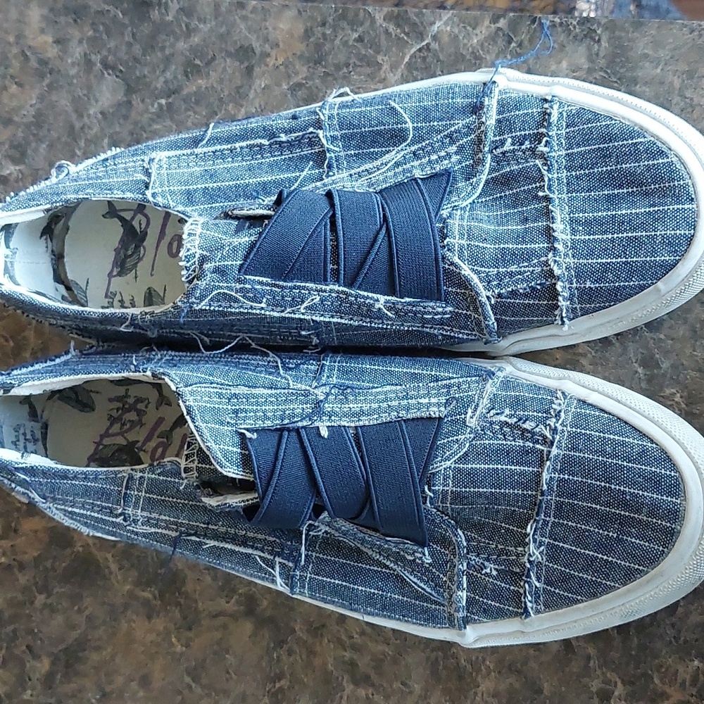 Blue slip on tennis shoes